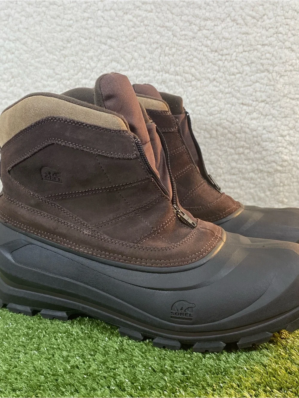 Sorel Cold Mountain Thinsulate Boots Mens Size 13 Brown Zip Duck Waterproof